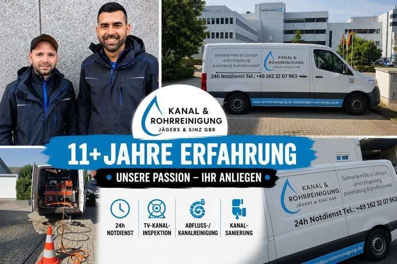 Team von JS Rohrreinigung mit Einsatzfahrzeug